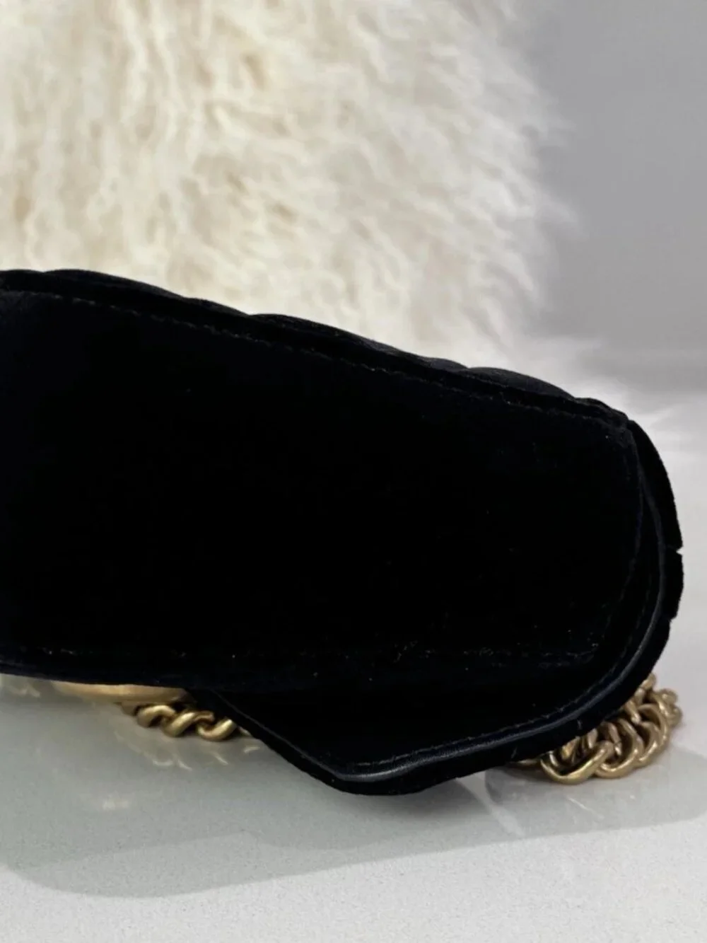 NEW Gucci GG Marmont Matelasse Velvet Small Shoulder Handbag Crossbody Black - Picture 7 of 16